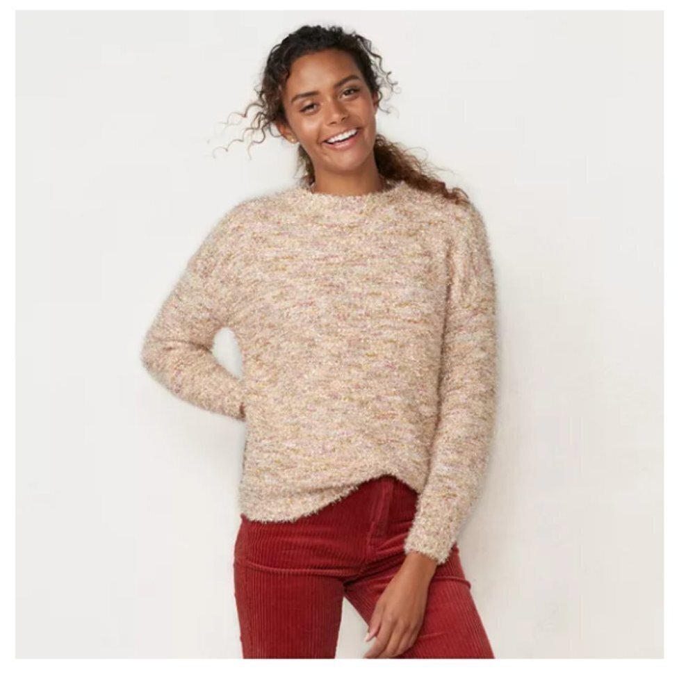 LC Lauren Conrad Gold Pink‎ Pullover Sweater Size Large